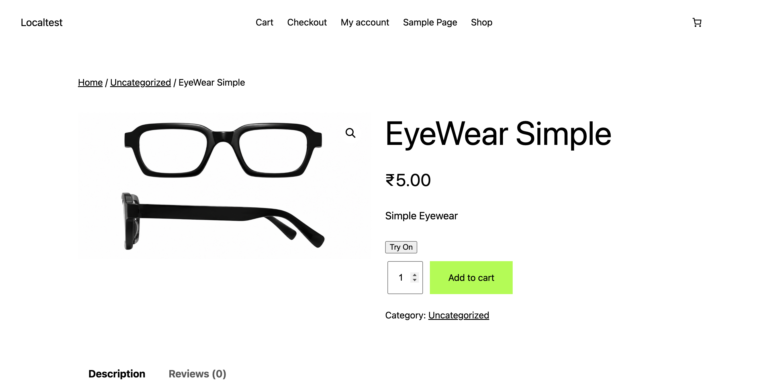 Try On button displayed before Add to cart on WooCommerce product page