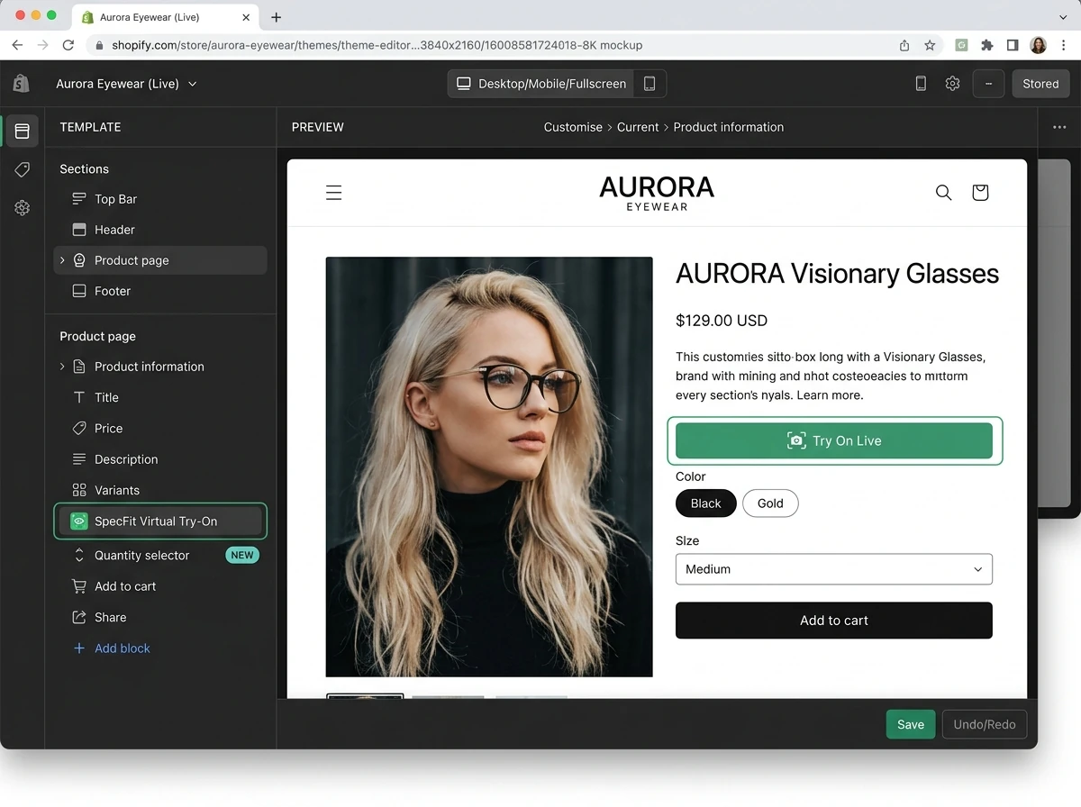 SpecFit for Shopify preview